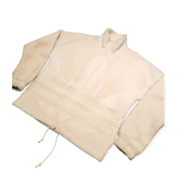 3XL)아디다스 빅트레포일 빅로고 파이어버드 아이보리색 플리스 자켓