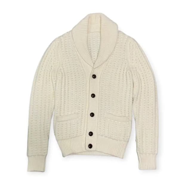 M)아이보리색 숄칼라 니트 가디건 숄카라 두꺼운