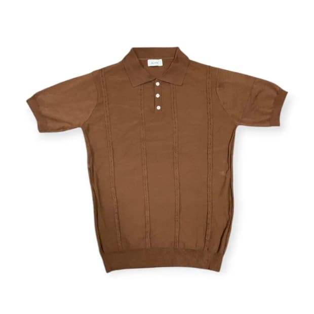 L)mood 브라운 카라넥 반팔 티셔츠 패턴셔츠