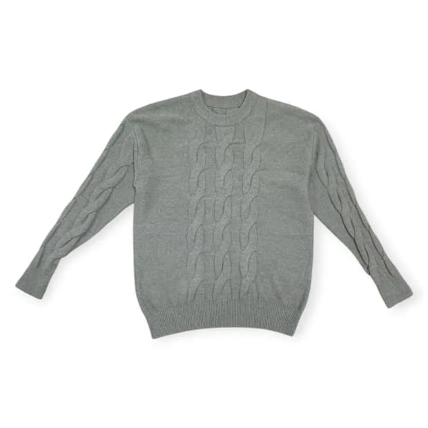 L)그레이 꽈배기 긴팔 니트 스웨트 라운드넥 스웨터