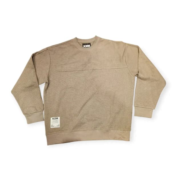 KZM 케이지엠 와플 크루넥 맨투맨 긴팔 롱슬리브 카키색