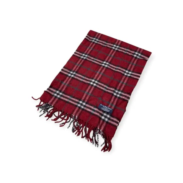 Burberry 버버리 체크 빈티지 머플러 목도리 스카프 레드 빨강색