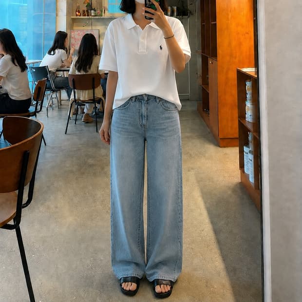 여성L)POLO 폴로 랄프로렌 숏 반팔카라티 화이트