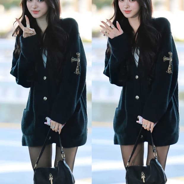 26FW 크롬하츠 라지크로스 패치 캐시미어 오버핏 가디건 신세계 새상품급