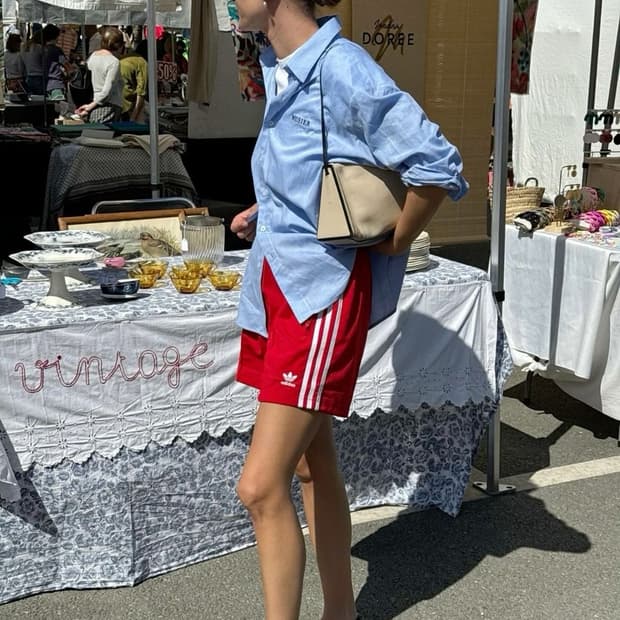 아디다스 레드 버뮤다 팬츠 S