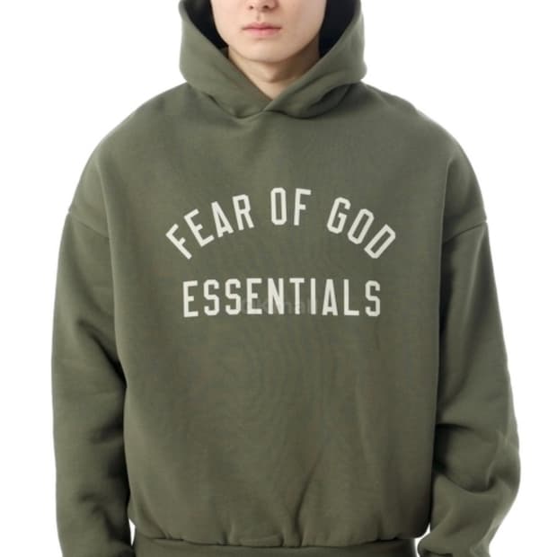 (새상품 L) 피어오브갓 에센셜 플리스 후드 밀리터리