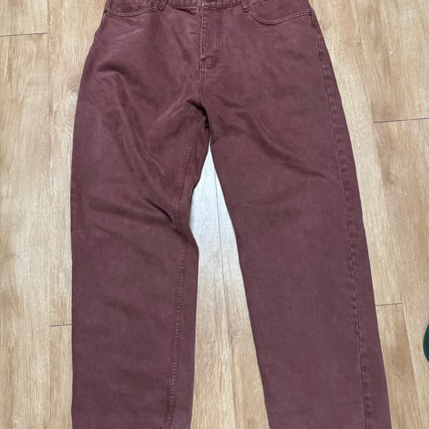 위캔더스 버건디 배기핏 데님