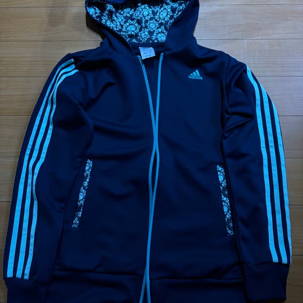 아디다스 네이비&민트 후드집업