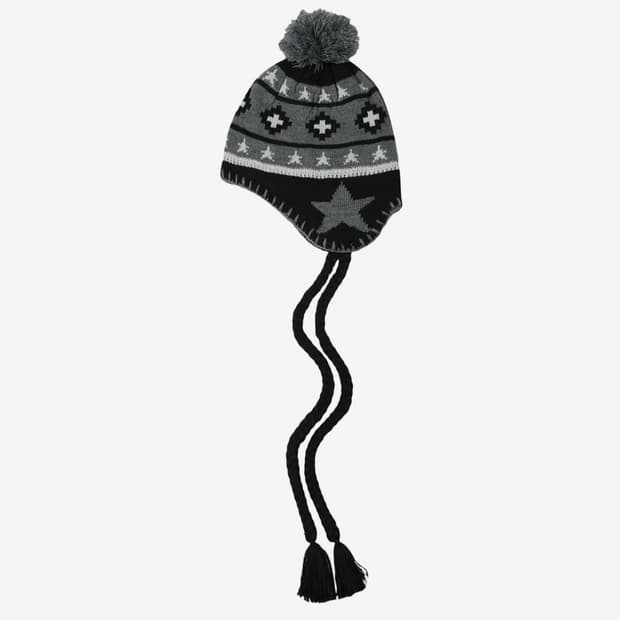 STAR EARFLAP BEANIE [BLACK]