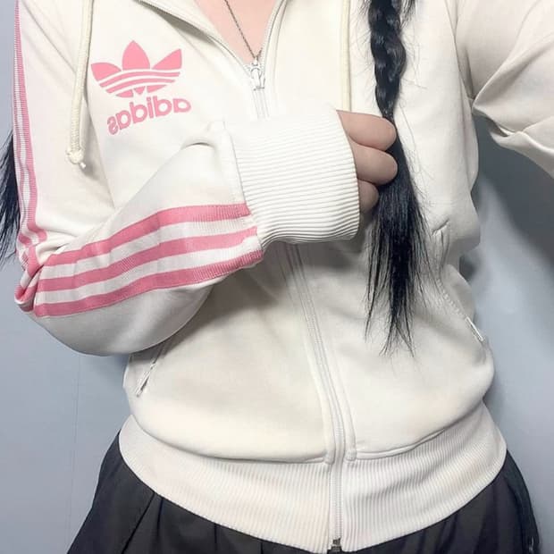 아디다스빈티지핑크흰핑후드집업판매베이비베어빈티지이코진리stc후드