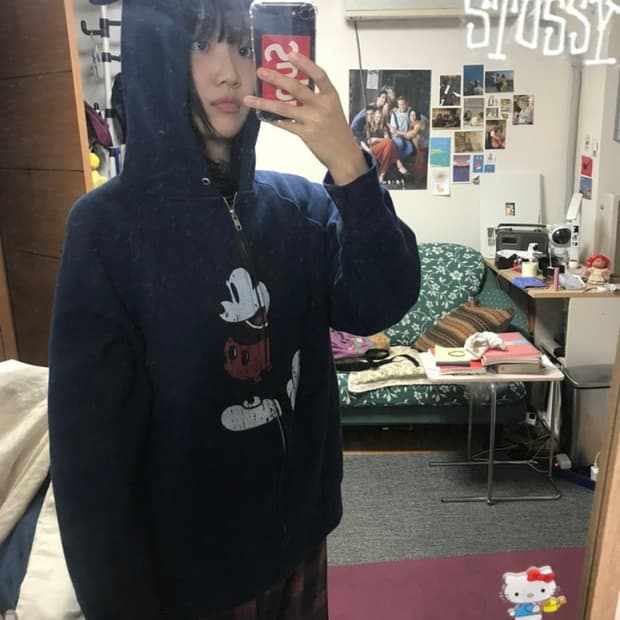 미키마우스 후드집업 네이비