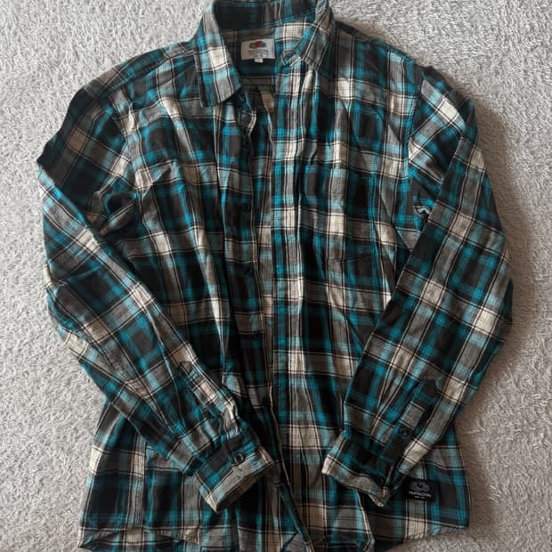 프루트오브더룸 청록 체크 셔츠