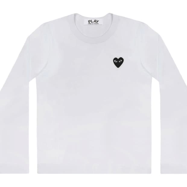 플레이 꼼데가르송 블랙 하트 롱슬리브 티셔츠 화이트 M