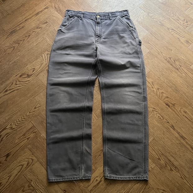 [35]칼하트 USA Made 하드 페이딩 페트롤 블루 싱글니 워크 팬츠