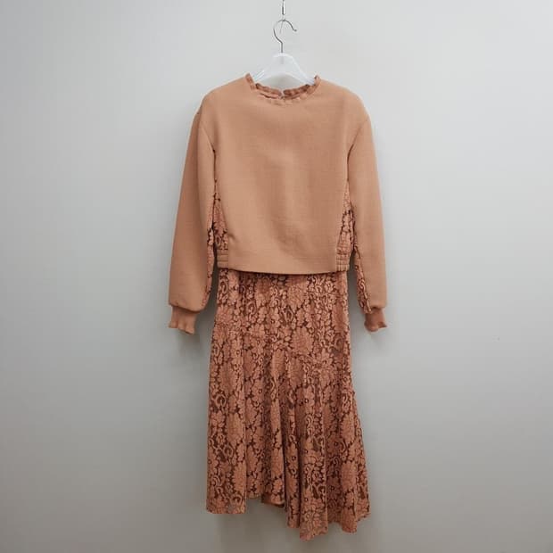 한섬 마인 2020 레이스 배색 투피스 원피스 세트 76-90-155