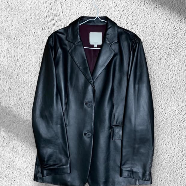 블랙 빈티지 가죽 자켓 블레이저