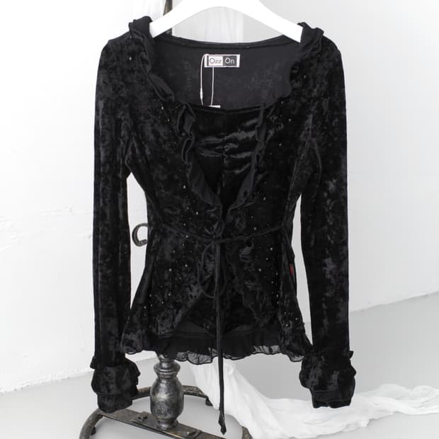 ozz on) beads velvet frill long sleeve