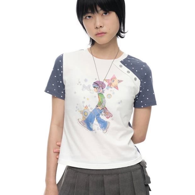 YB x Oliwa Star Sleeve Button Top_white