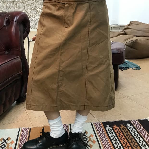 빈티지 여성 버클 미디스커트 