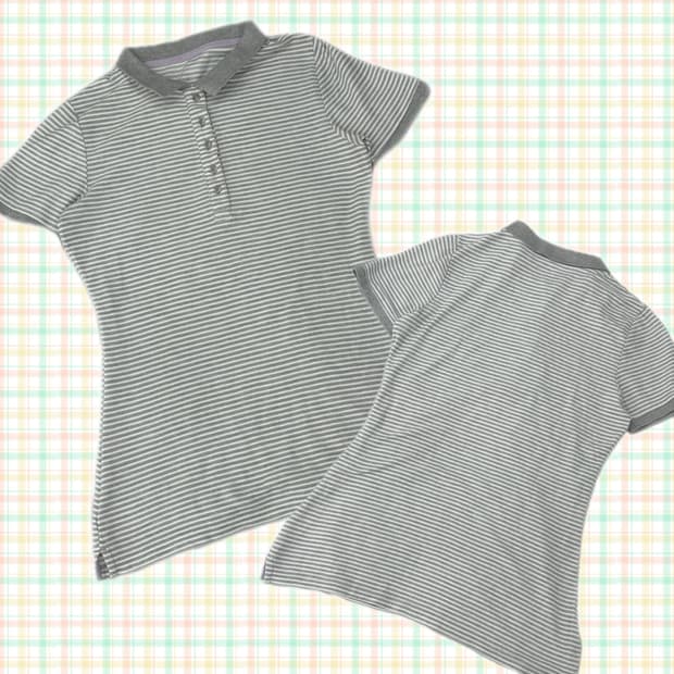 그런지 허리라인 강조 하구미 단가라 반팔 카라티셔츠 레이어드 히피 