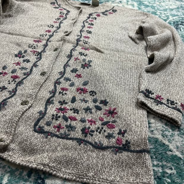 Northern 노르딕 빈티지 모리걸 울 가디건(L)