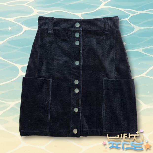 38 빔바이롤라 코듀로이 스냅버튼 스커트