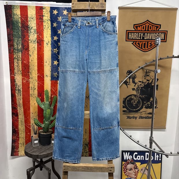 디키즈 릴렉스핏 더블니 스톤워싱 카펜터 워크 데님팬츠 N1232  