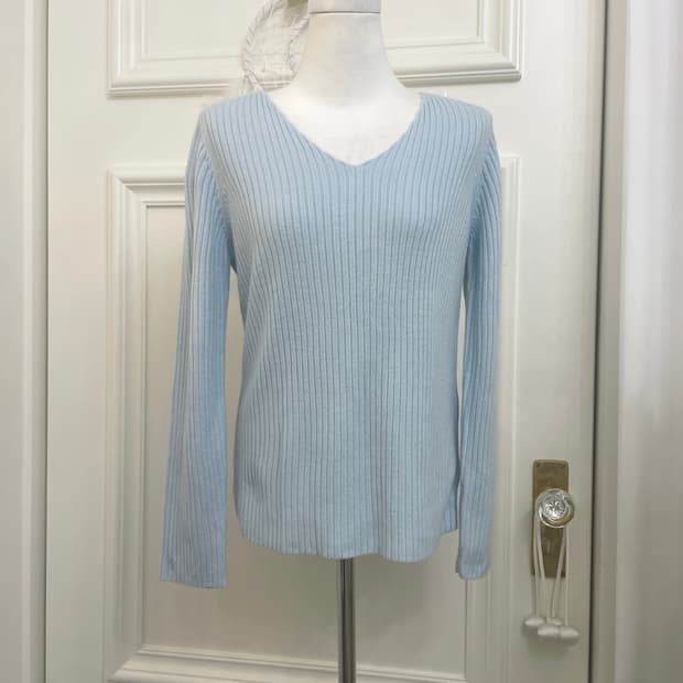 ice-blue basic rib knit top(size-M)