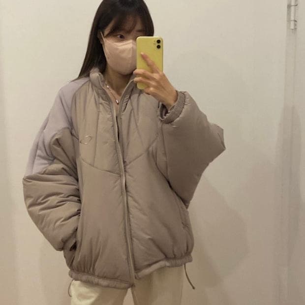 미스치프 롬버스 패딩 베이지