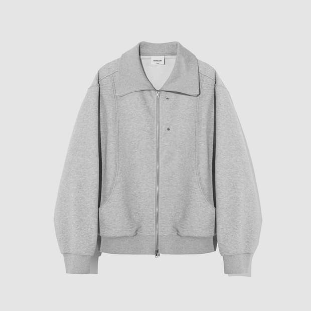 키뮤어 커브드 오버핏 빅카라 집업_그레이