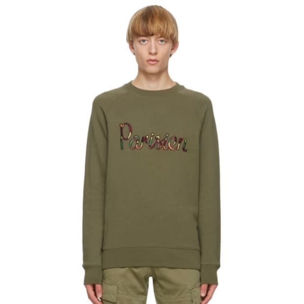 메종키츠네 파리지엥 스웻셔츠 카키 M