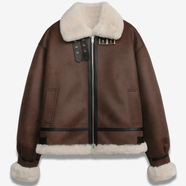 도프제이슨 하이넥 레더 무톤 자켓