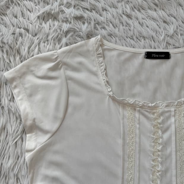 PLEN VOIR 일본빈티지 y2k 반팔 노드 빈티지바날 러블리 L 40