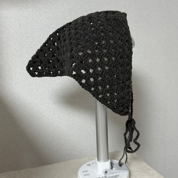 블랙 와플 헤어커치프(두건)