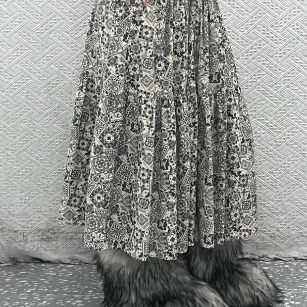 빈티지 에스닉 히피 모리걸 페이즐리 패턴 롱스커트 F C08267