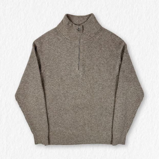 유니클로 반집업 니트 오트밀