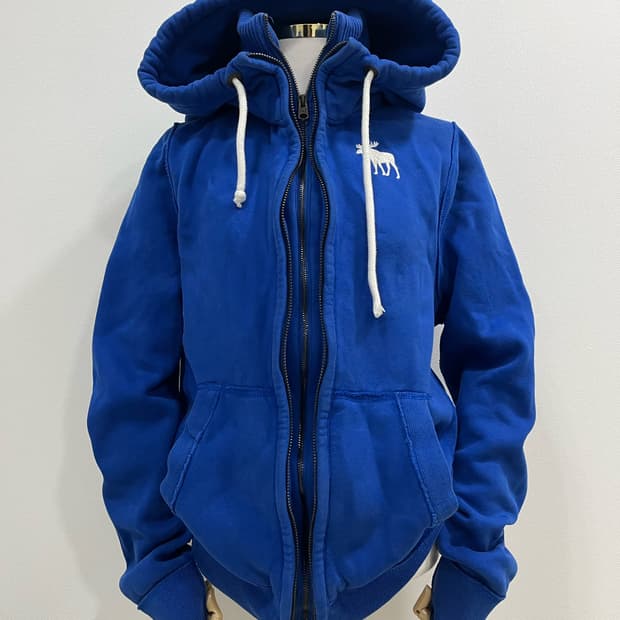 아베크롬비 순록 로고 후드집업 블루