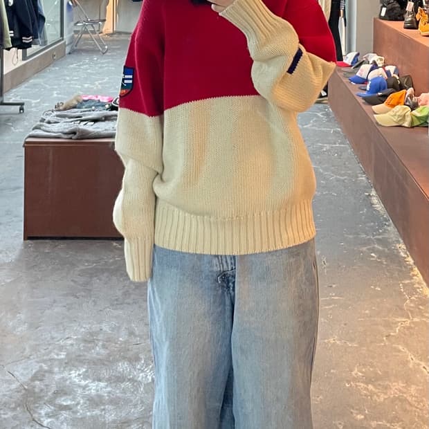 폴로 랄프로렌 80‘s 수이사이드 스키 패치 니트 H911