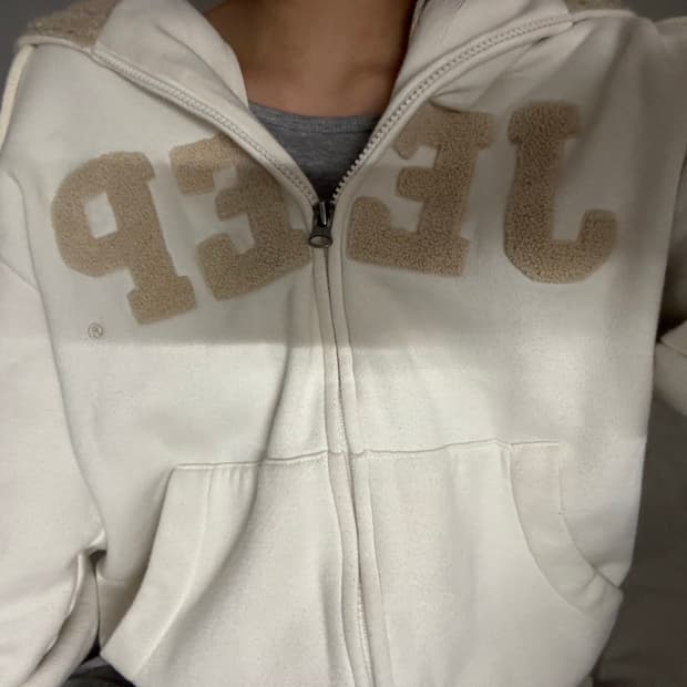 지프 폴라베어 와펜 후드집업 아이보리 m