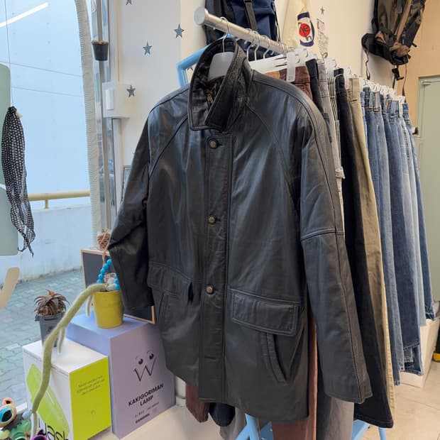 Vtg leather car coat