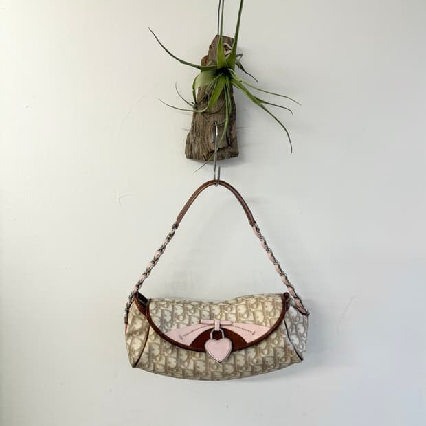 디올 베이지 오블리크 로맨틱 바게트 숄더백