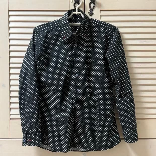 도트 셔츠 일본빈티지 모리걸 하구미 카모메산장 지구네 모리노가토 땡땡이