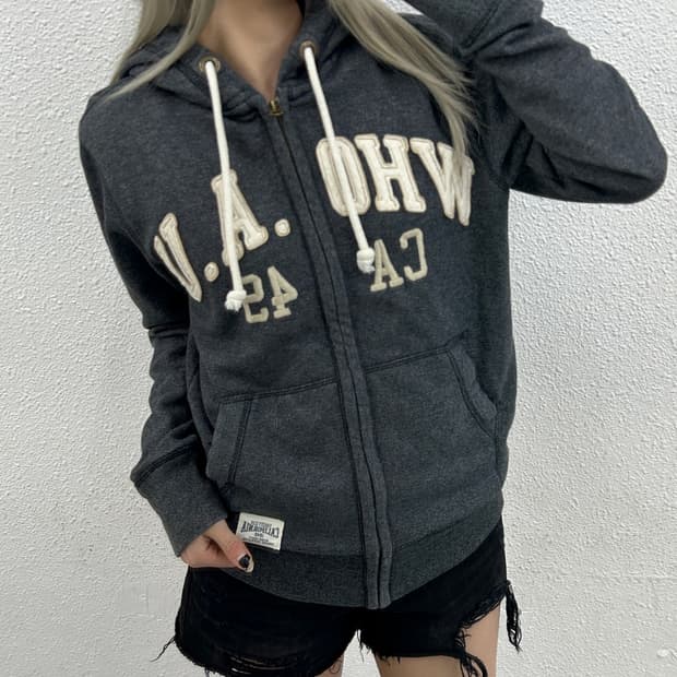 후아유 센터로고 딥그레이 후드집업 M