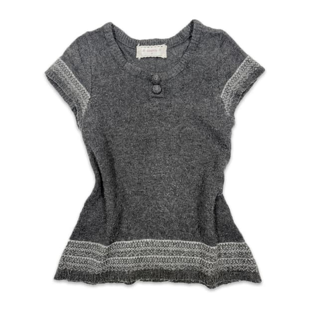 빈티지 SOSPITA 그레이 모리 반팔 니트