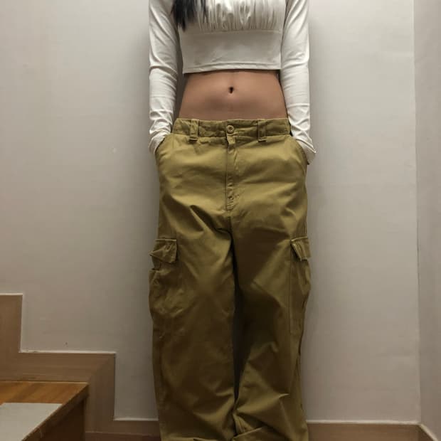 빈티지 머스타드 코튼 카고 팬츠