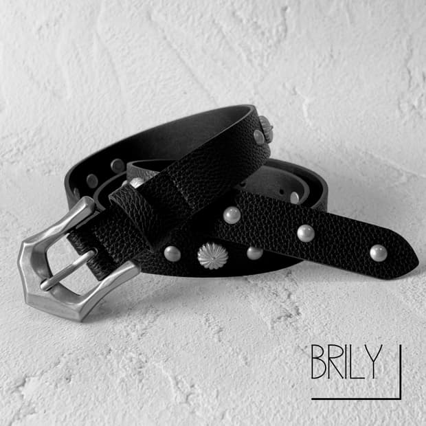 [Unisex] SUN 에스닉 빈티지 스터드 이태리 소사죽 웨스턴 벨트