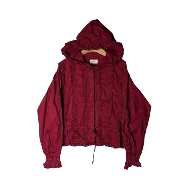 [JPN] 빈티지 레이스 프릴 코튼 후드 블라우스