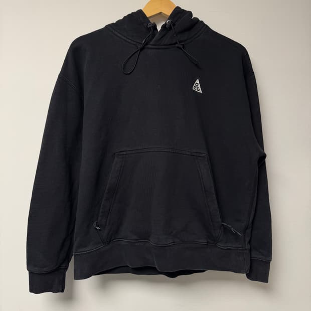 나이키 acg 로고 풀오버 기모 후드티 블랙 M