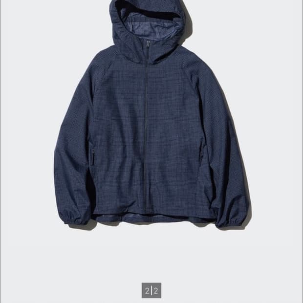 유니클로 체크 바람막이 포켓터블UV PROTECTION파카(패턴)