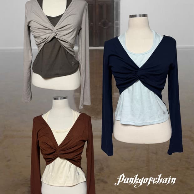 발레코어 홀터 트위스트 티셔츠